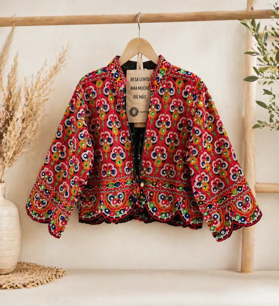 CHAQUETA CHACKARI CON BORDADOS ARTESANALES