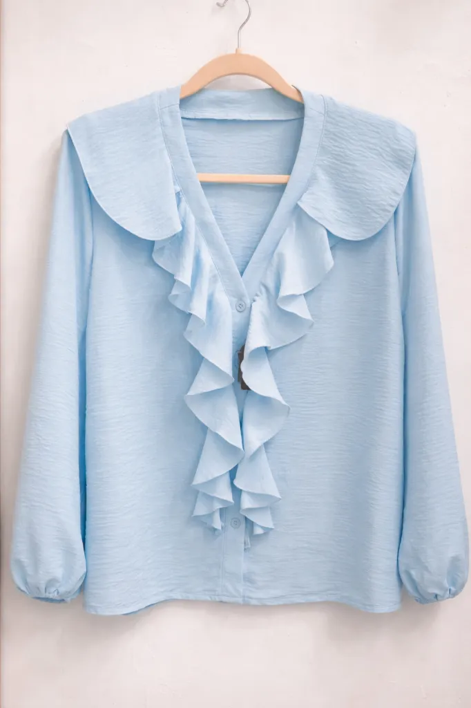 CAMISA DE LINO CON VOLANTES