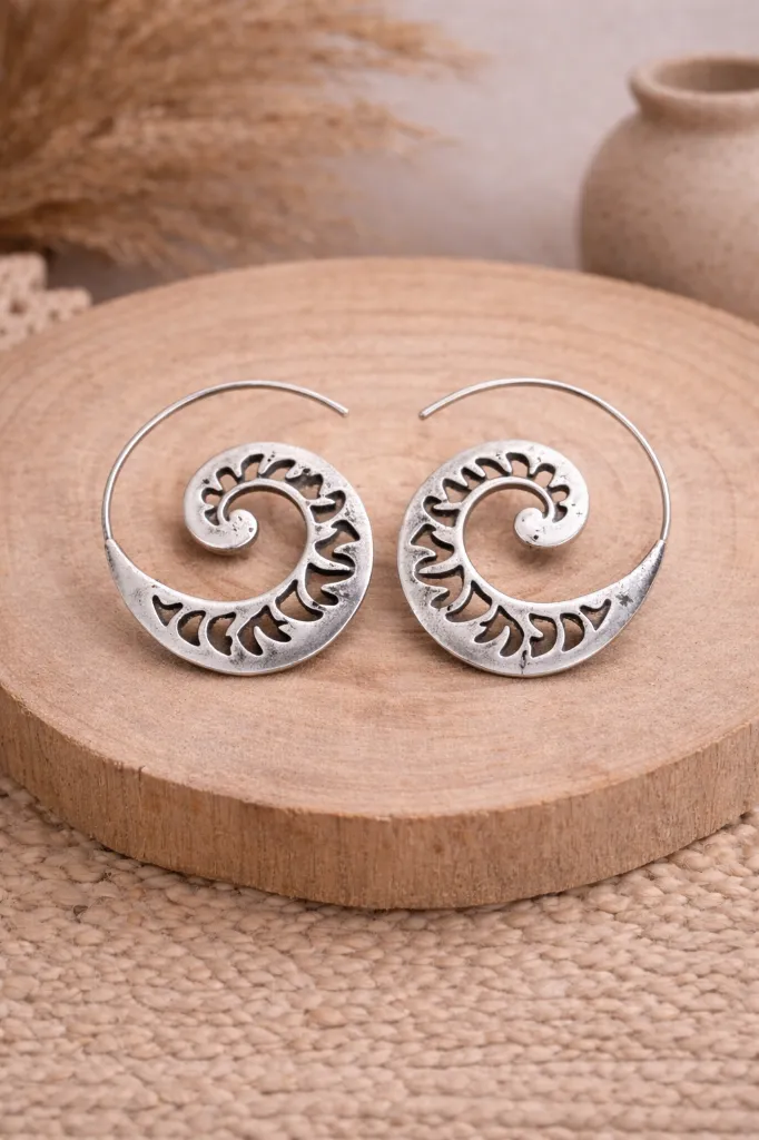 PENDIENTES ESPIRAL CRUSH PLATEADO