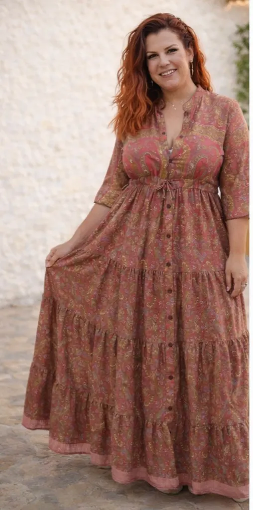 VESTIDO CAMISERO FRIL LARGO SAREE (CAMIRESO ROJO)