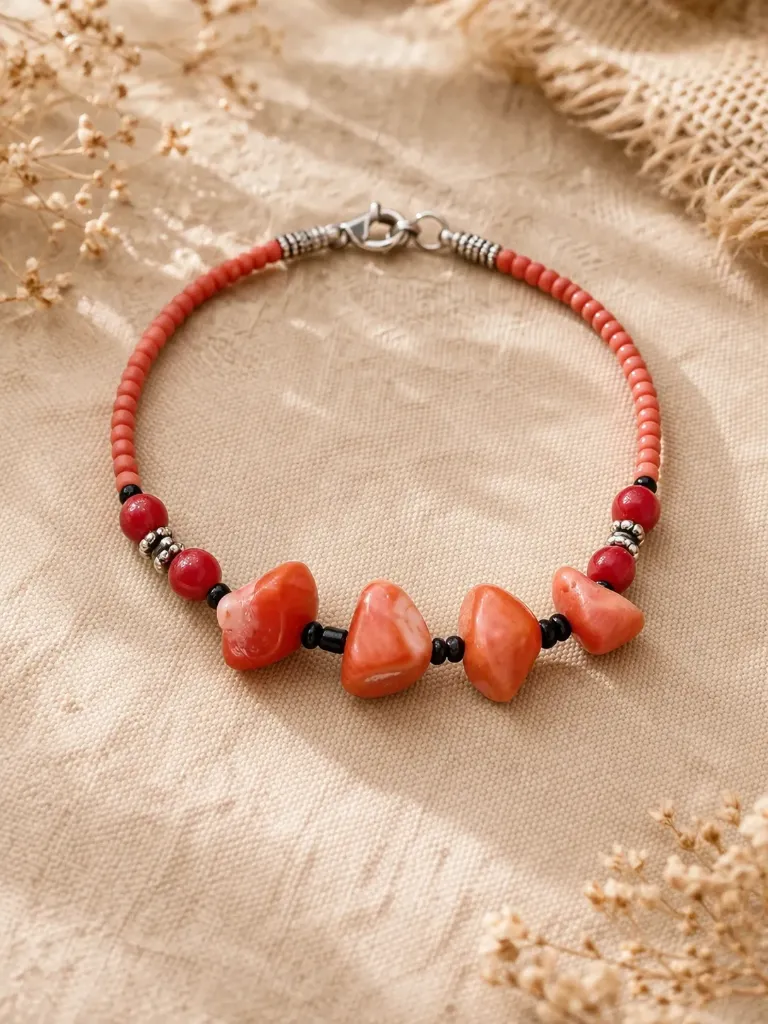 PULSERA CORAL BOHO NATURAL